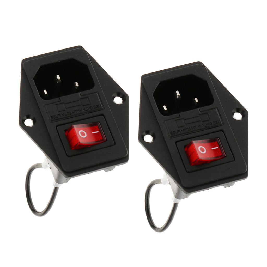 2Pcs 3Pin Male Power Socket Inlet Module Plug Fuse Switch for 3D Printer