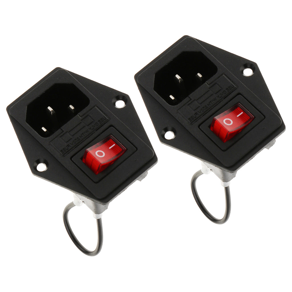 2Pcs 3Pin Male Power Socket Inlet Module Plug Fuse Switch for 3D Printer
