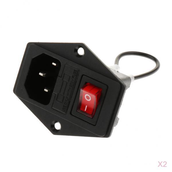 2Pcs 3Pin Male Power Socket Inlet Module Plug Fuse Switch for 3D Printer