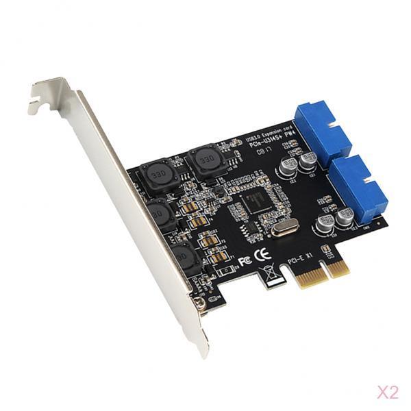 2x PCI-e to 2port 19pin USB 3.0 Internal Header Card Controller Hub Adapter
