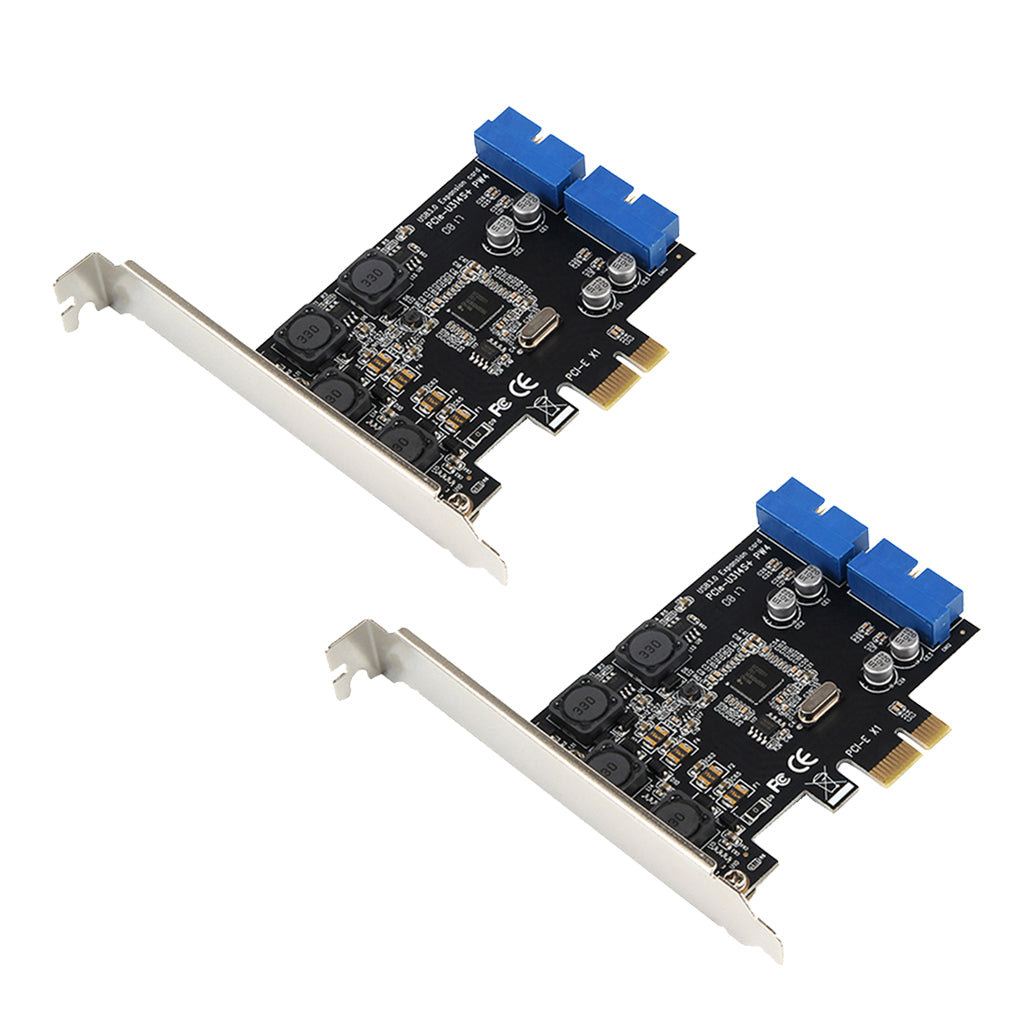 2x PCI-e to 2port 19pin USB 3.0 Internal Header Card Controller Hub Adapter