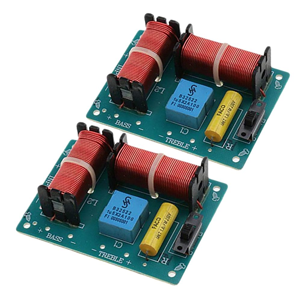 2Pcs 2Way Audio Speaker Crossover 100W Treble Bass Frequency Divider Module
