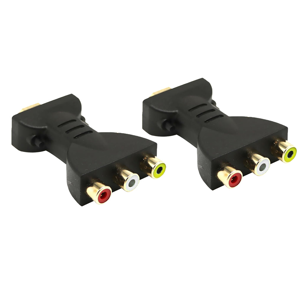 2pcs Male to 3 RCA Video Audio Adapter AV Converter for 1080P HDTV DVD