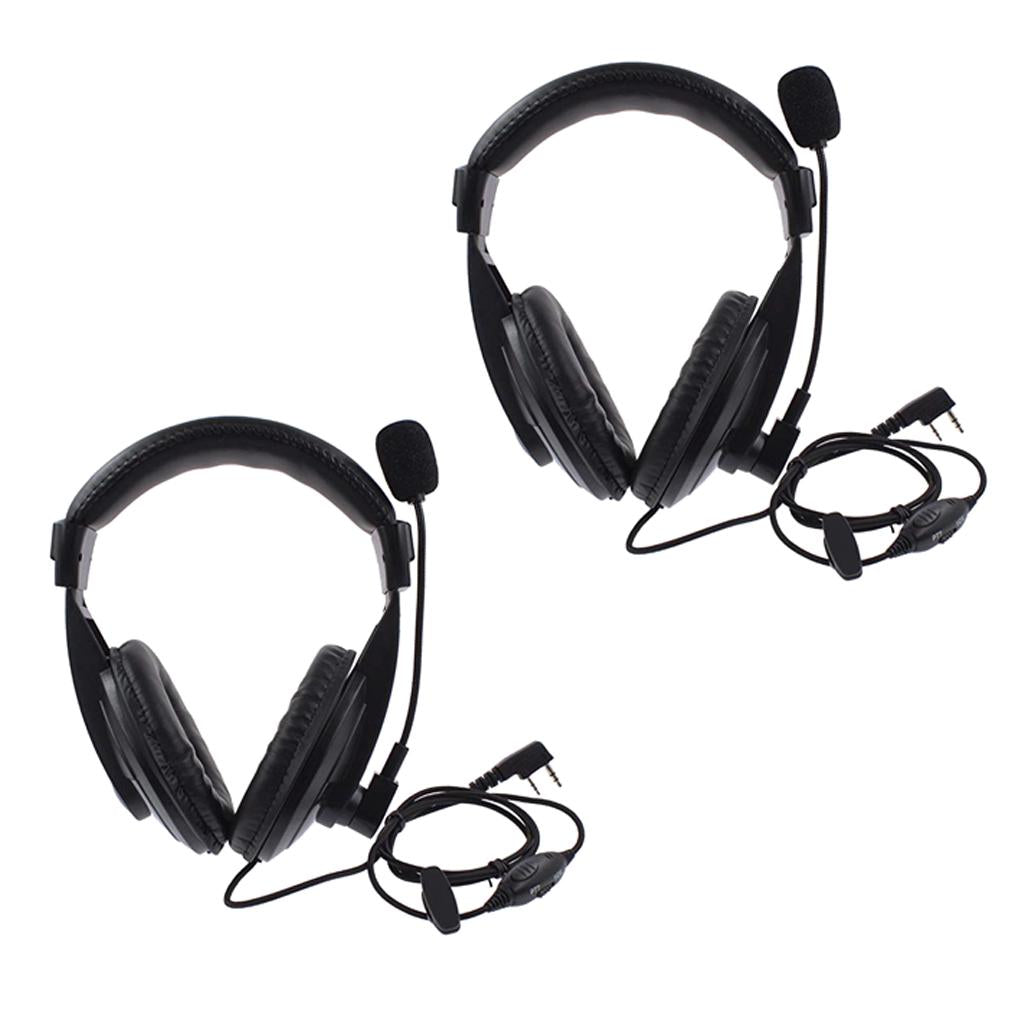 2x Professional Noise Cancelling Overhead Headphones for 2Pin Baofeng Black