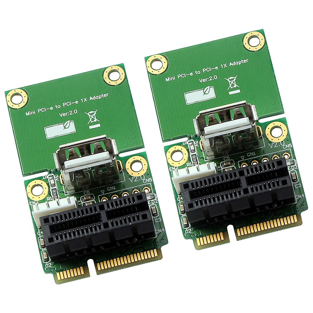 2Pcs Mini PCI-E to PCI-E PCI-E 1X Adapter Card Support Half/Full Height