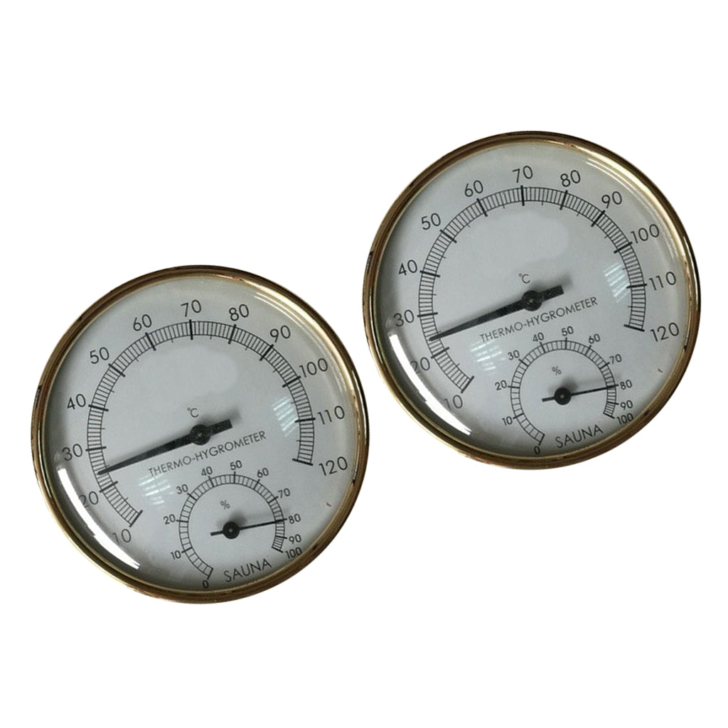 2x Metal Sauna Hygrothermograph Thermometer Hygrometer Sauna Room Accessory
