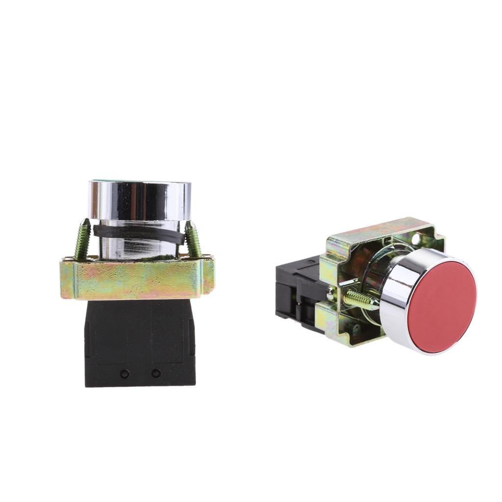 2x Green+Red Momentary Self-Reset Flush Push Button Switch 1 NO 22mm