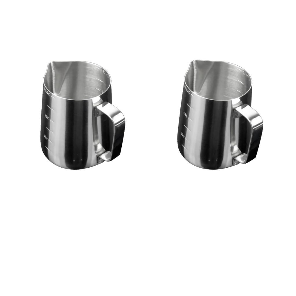 2Pcs 350ML Stainless Steel Coffee Milk Frothing Jug Garland Cup Scale Cup