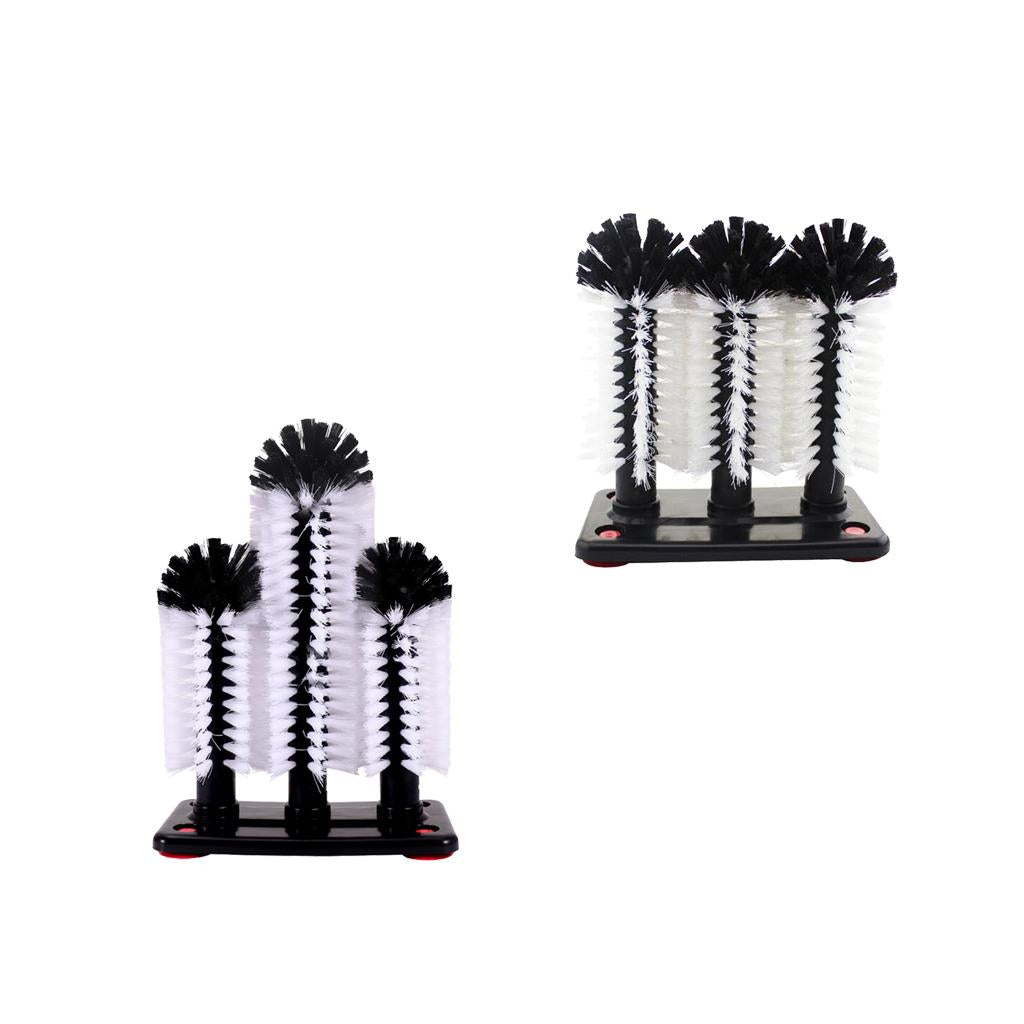 2 Style Brush Glass Washer Cleaner Scrubber Bar Pub Catering 3 Brushes