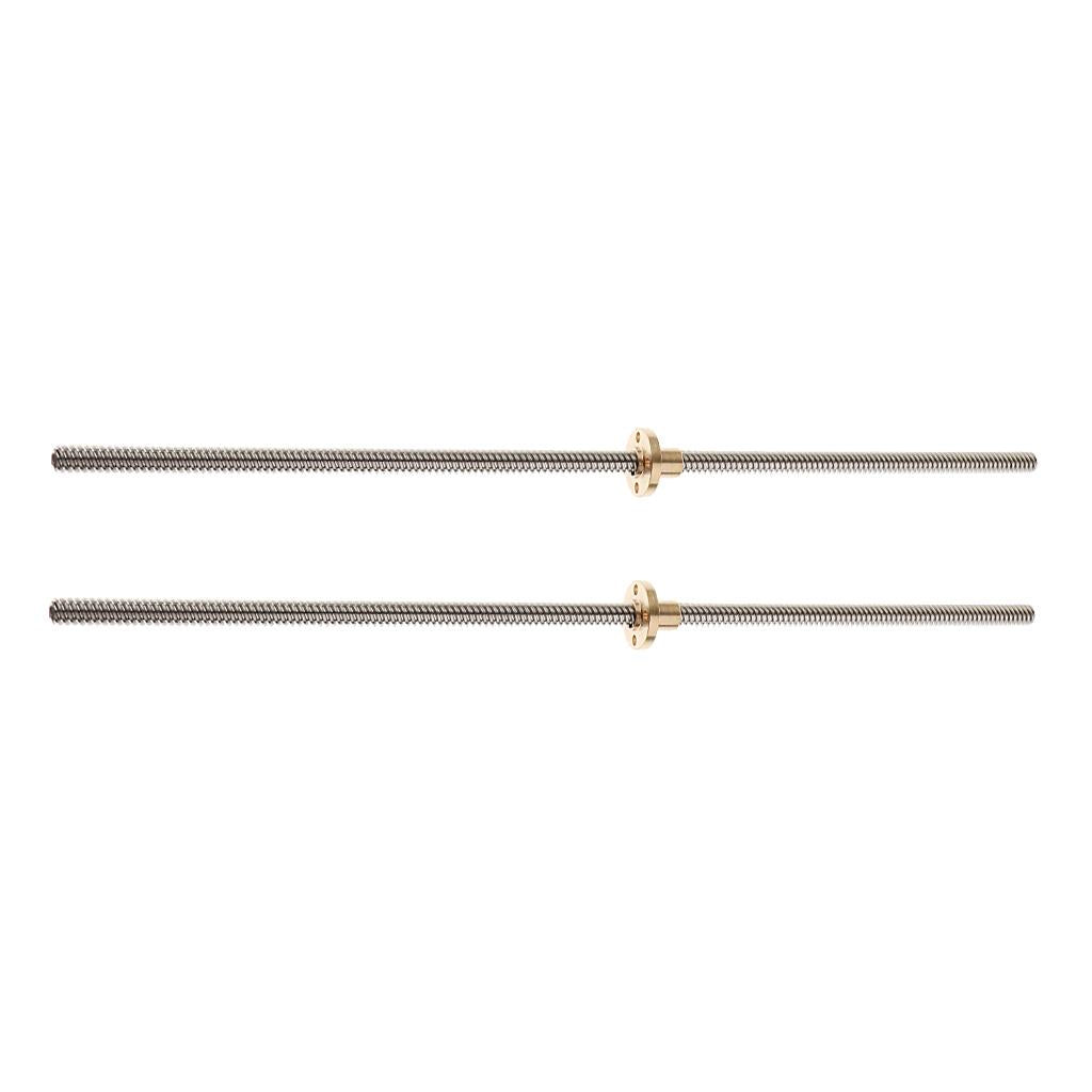 2Pack Stainless Steel 8mm Lead Screw Rail Rod and Nut for 3D Printer Z Axis