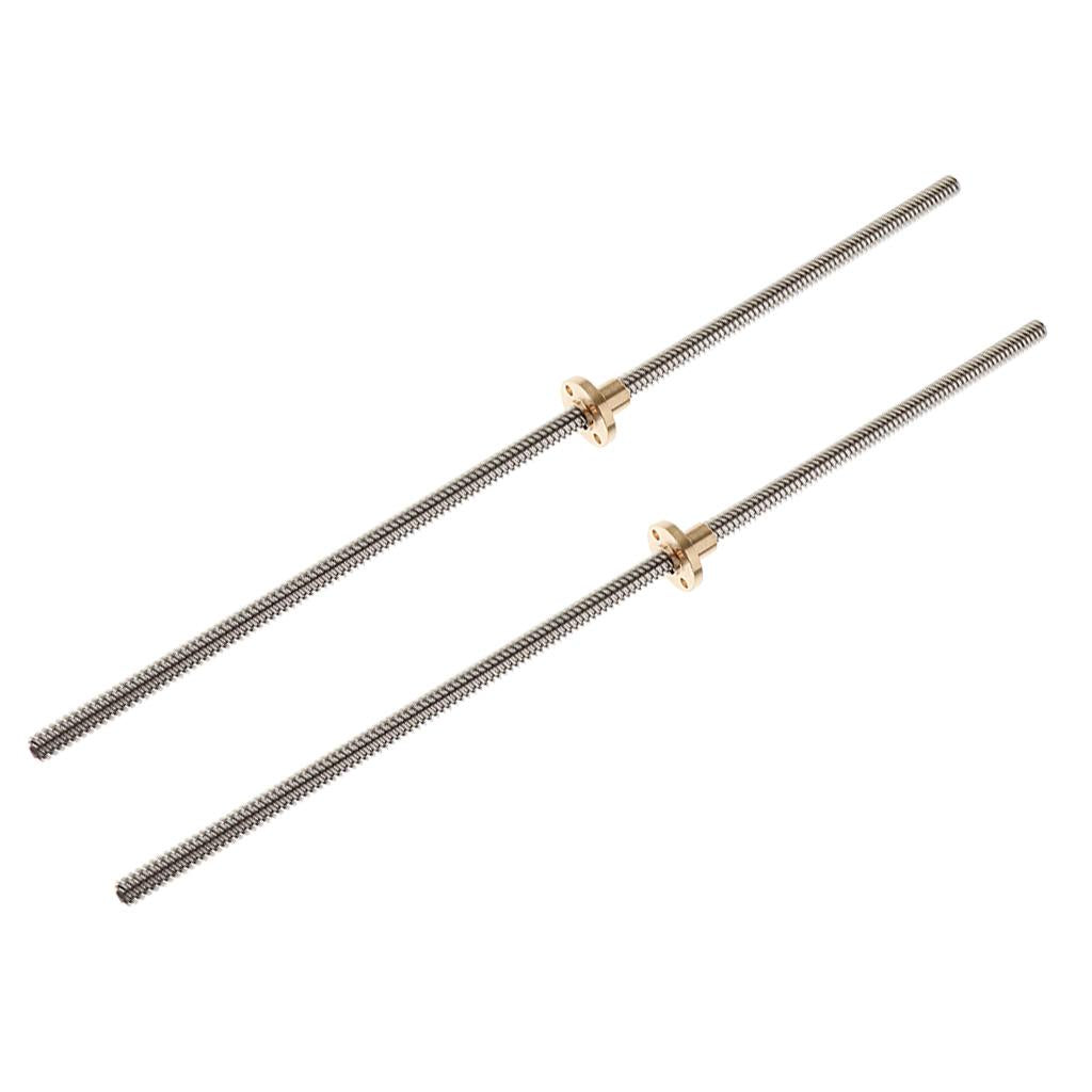 2Pack Stainless Steel 8mm Lead Screw Rail Rod and Nut for 3D Printer Z Axis