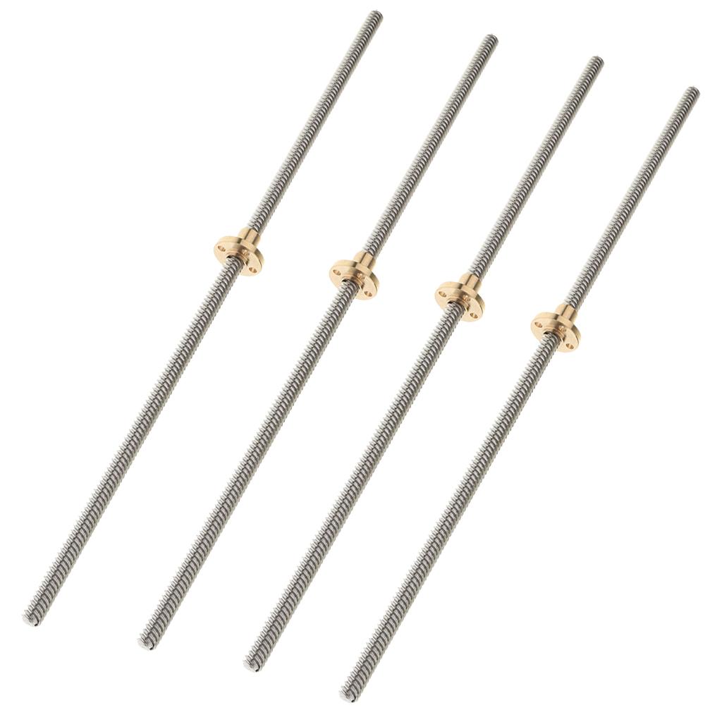 4Pack Stainless Steel 8mm Lead Screw Rail Rod and Nut for 3D Printer Z Axis