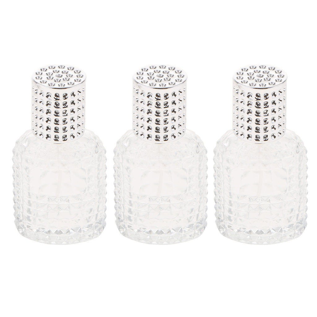 3x Pineapple Portable Glass Container Perfume Bottles With Spray Silver 30ml