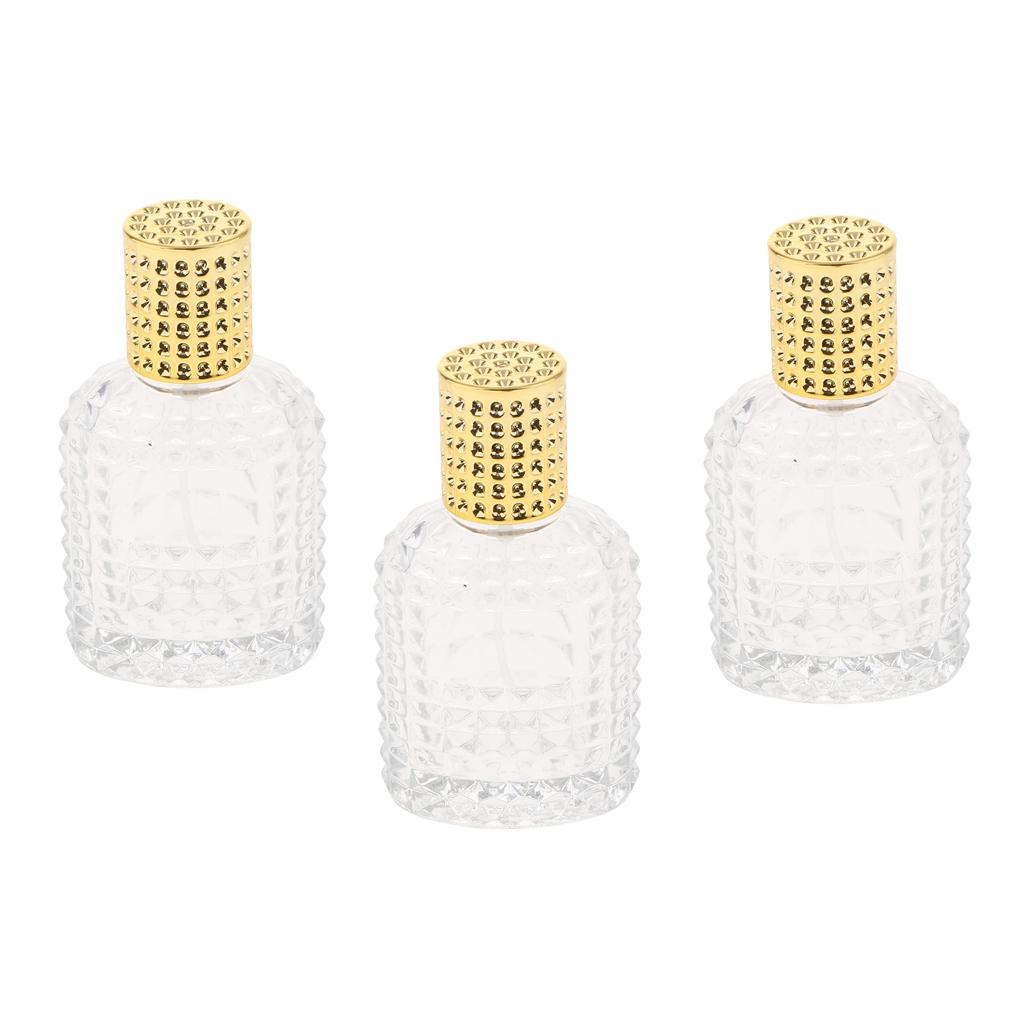 3x Pineapple Portable Glass Container Perfume Bottles With Spray Gold 50ml