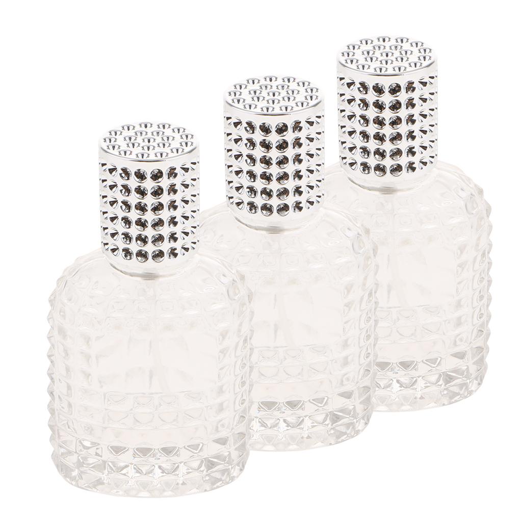 3x Pineapple Portable Glass Container Perfume Bottles With Spray Silver 50ml