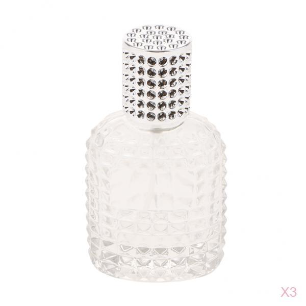 3x Pineapple Portable Glass Container Perfume Bottles With Spray Silver 50ml