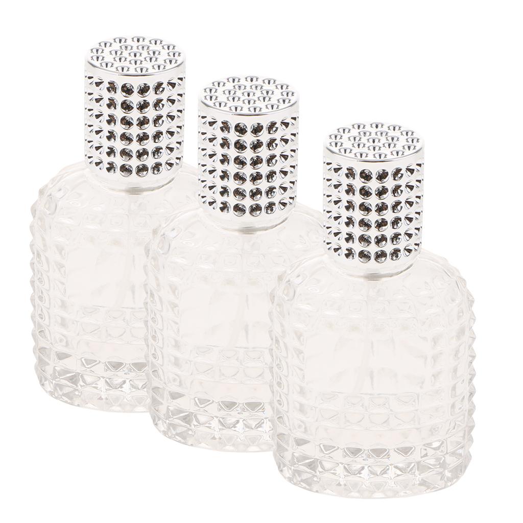 3x Pineapple Portable Glass Container Perfume Bottles With Spray Silver 50ml