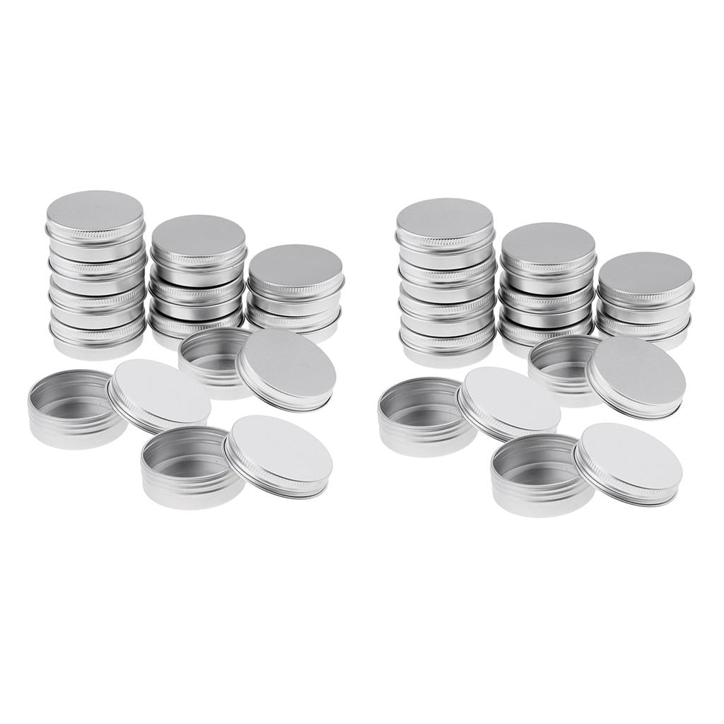 24pcs Silver Aluminum Cosmetic Pot Lip Balm Jar Containers Oil Wax Empty