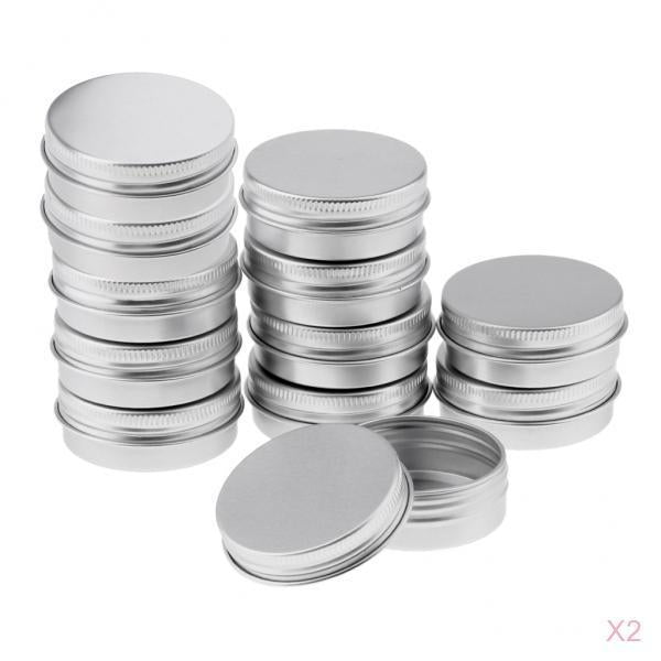 24pcs Silver Aluminum Cosmetic Pot Lip Balm Jar Containers Oil Wax Empty