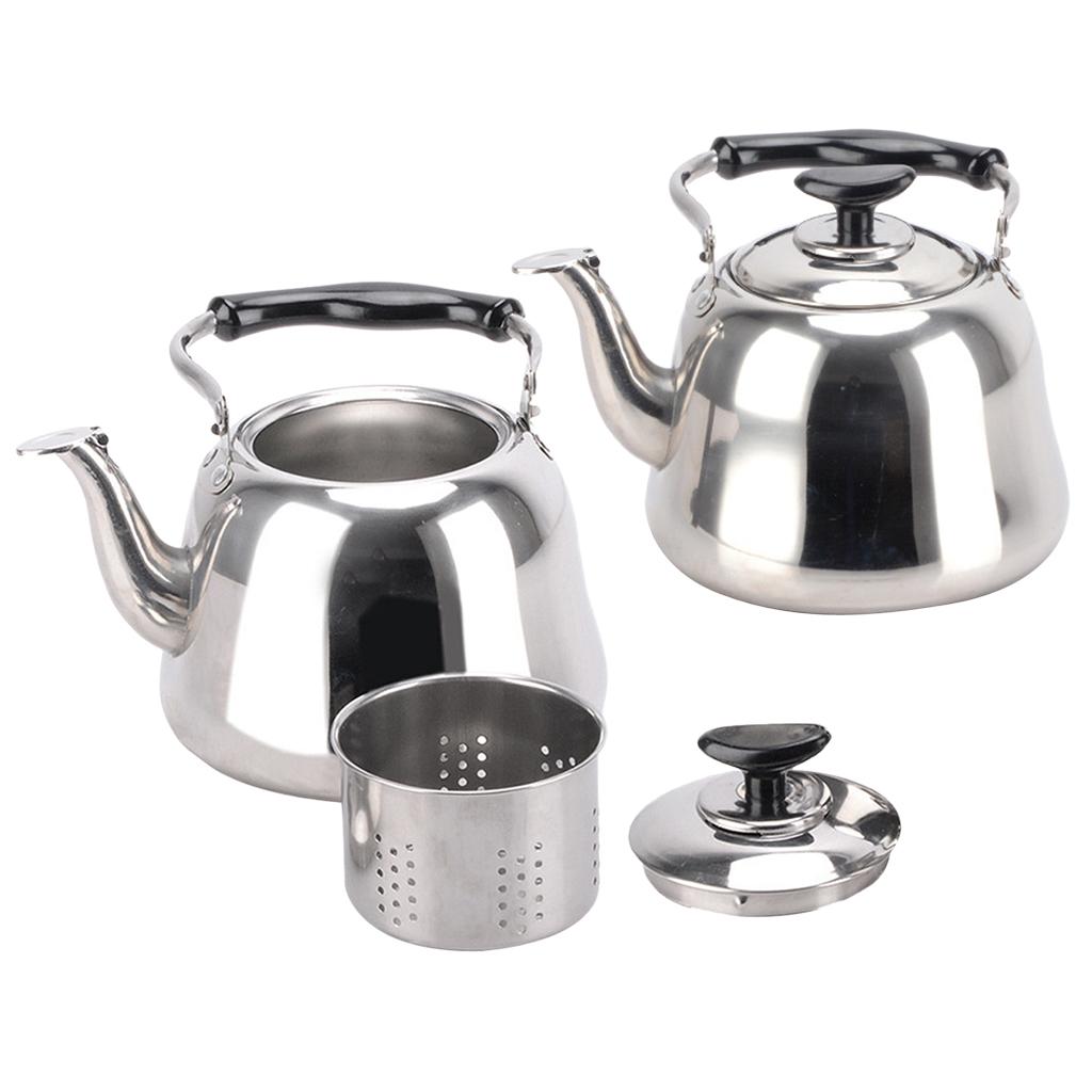 2x Stainless Steel Whistling Kettle Teakettle Teapot with Infuser 3L