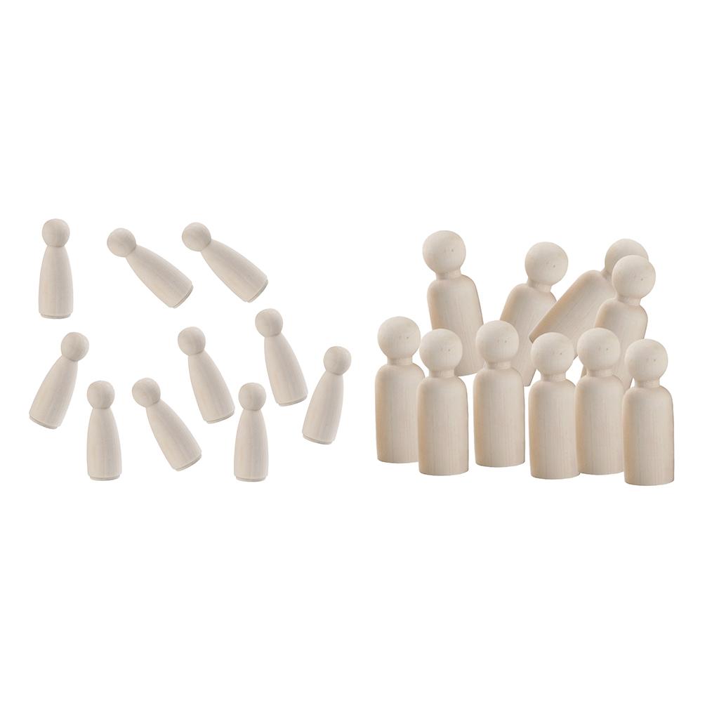 20 Pieces Wooden Peg Dolls Wood People Bodies DIY Kids Toys Female/Male