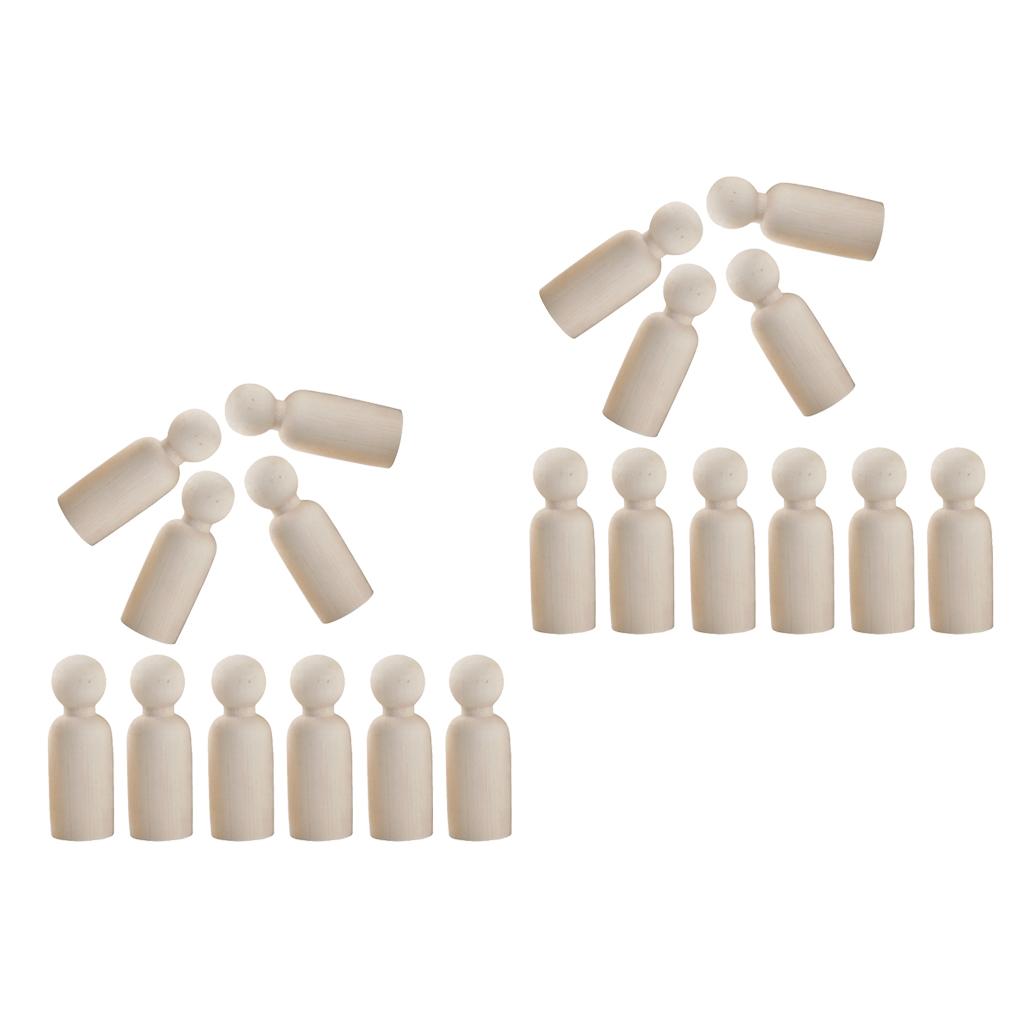 20 Pieces Wooden Peg Dolls Wood People Bodies DIY Kids Birthday Toys Man