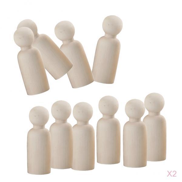 20 Pieces Wooden Peg Dolls Wood People Bodies DIY Kids Birthday Toys Man