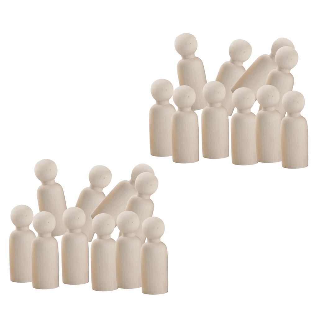 20 Pieces Wooden Peg Dolls Wood People Bodies DIY Kids Birthday Toys Man