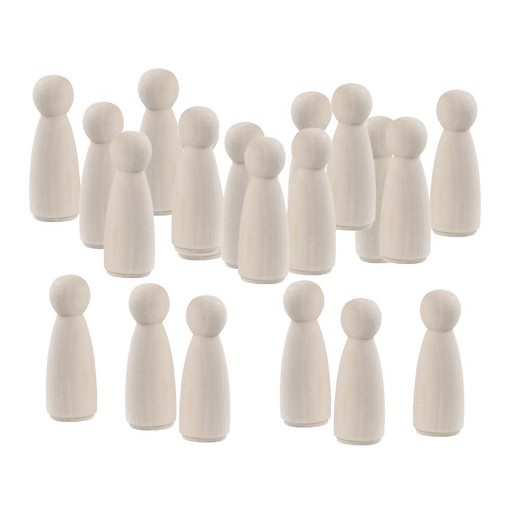 20Pcs Wood Peg Doll Wife Mom Unfinished Blank Figurine DIY Craft Kids Gift