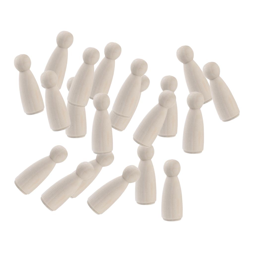 20Pcs Wood Peg Doll Wife Mom Unfinished Blank Figurine DIY Craft Kids Gift