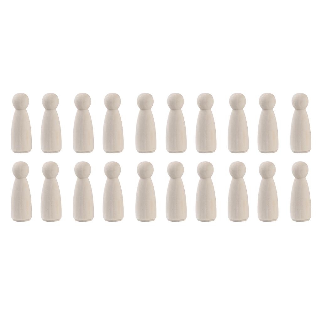20Pcs Wood Peg Doll Wife Mom Unfinished Blank Figurine DIY Craft Kids Gift