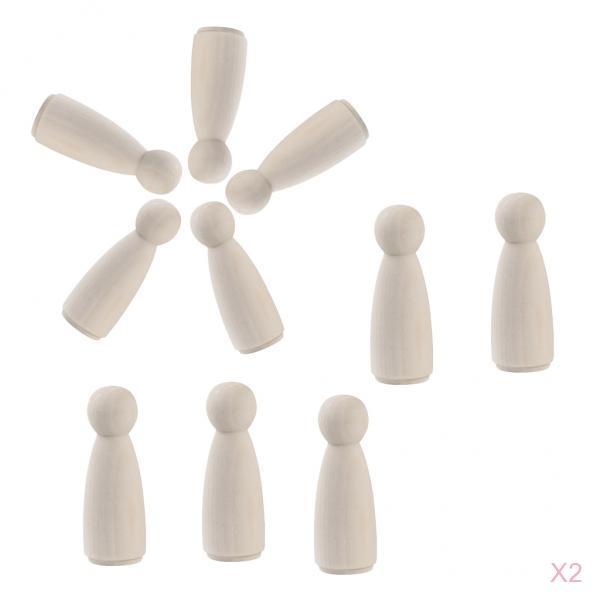 20Pcs Wood Peg Doll Wife Mom Unfinished Blank Figurine DIY Craft Kids Gift