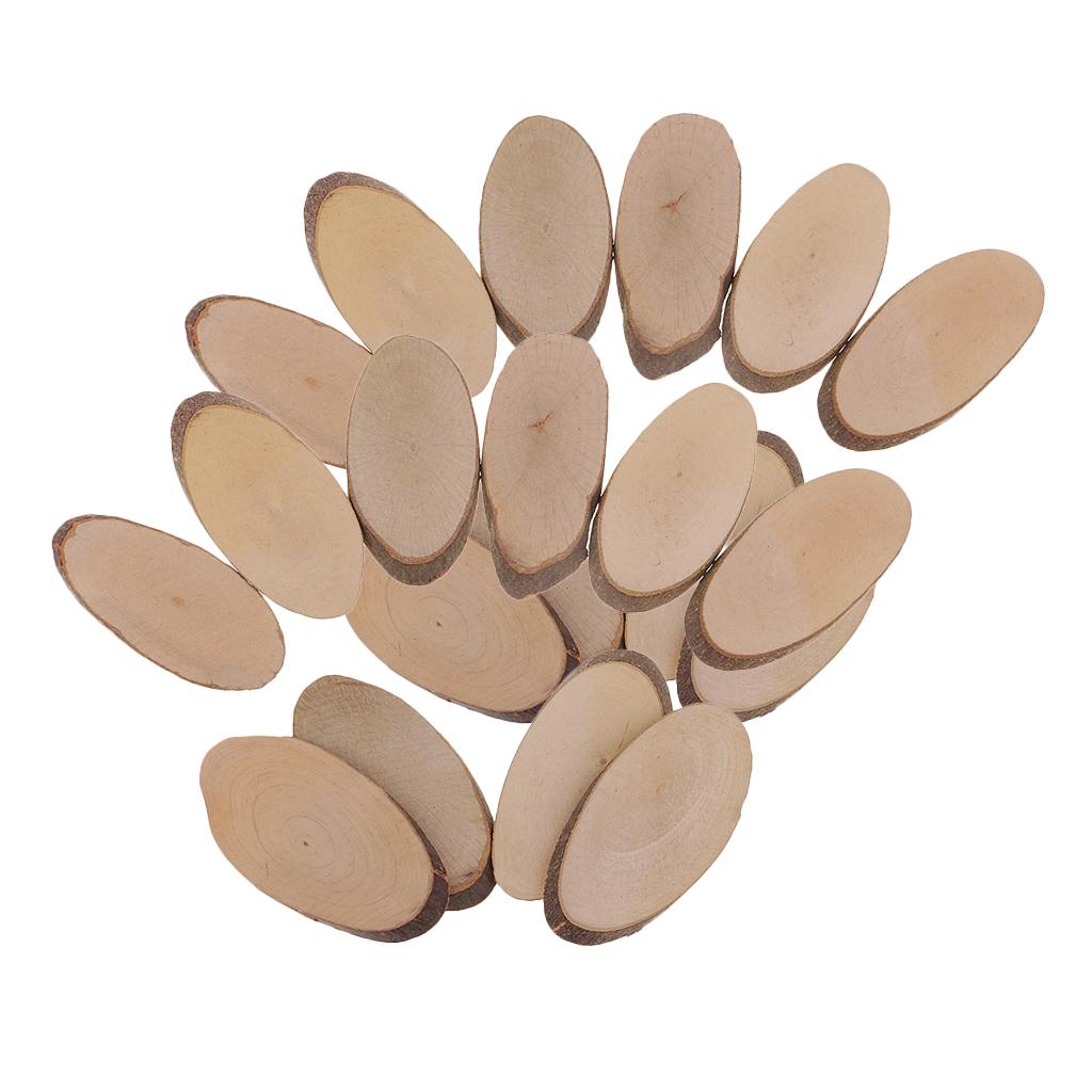 20 Pieces Oval Natural Tree Wood Slices for Rustic Wedding Home Decorations