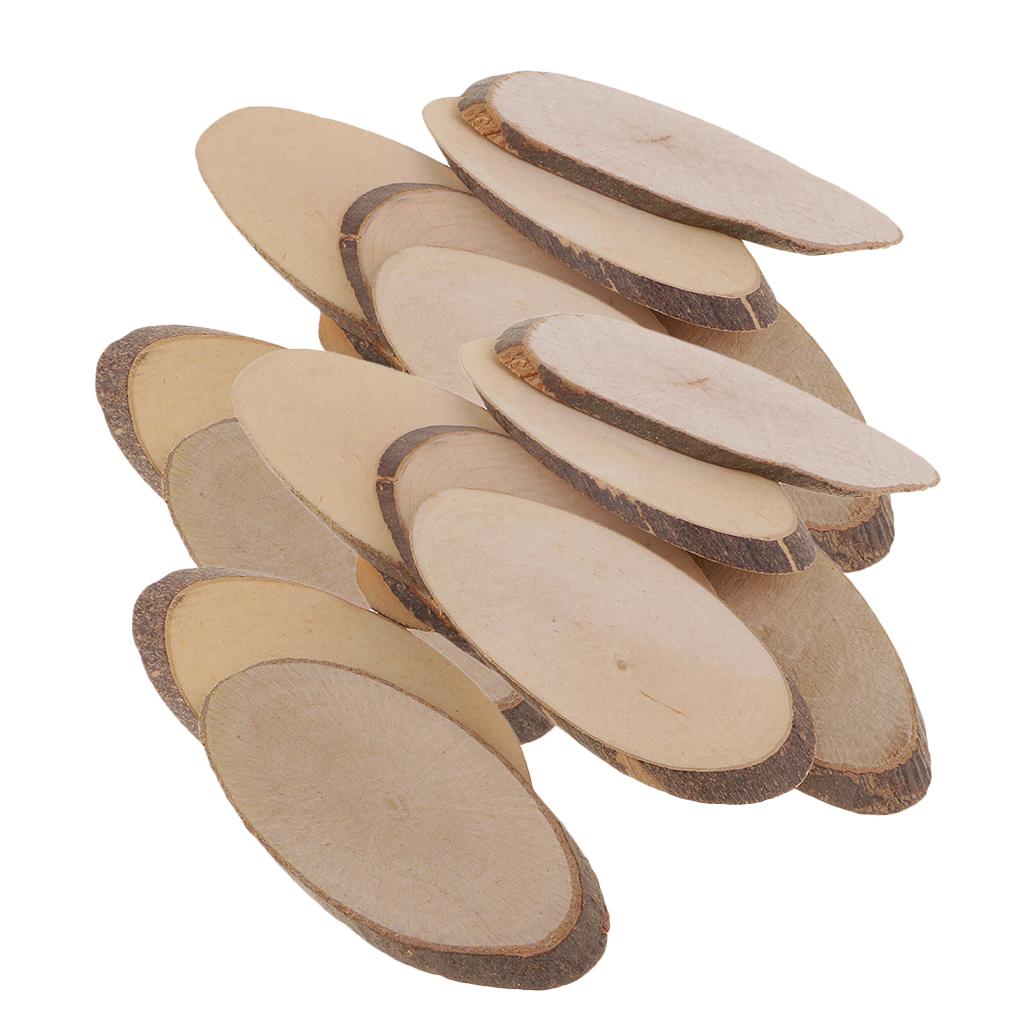 20 Pieces Oval Natural Tree Wood Slices for Rustic Wedding Home Decorations