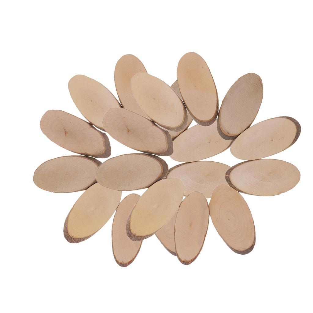 20 Pieces Oval Natural Tree Wood Slices for Rustic Wedding Home Decorations