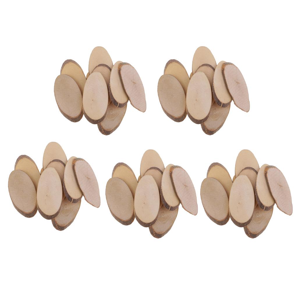 50 Pieces Oval Natural Tree Wood Slices for Rustic Wedding Home Decorations