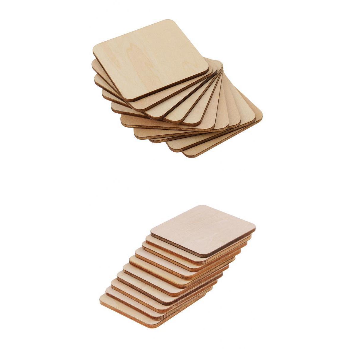 20x Blank Wood Square Plaque Unfinished Wooden Cutout Shapes Crafts 2 Sizes