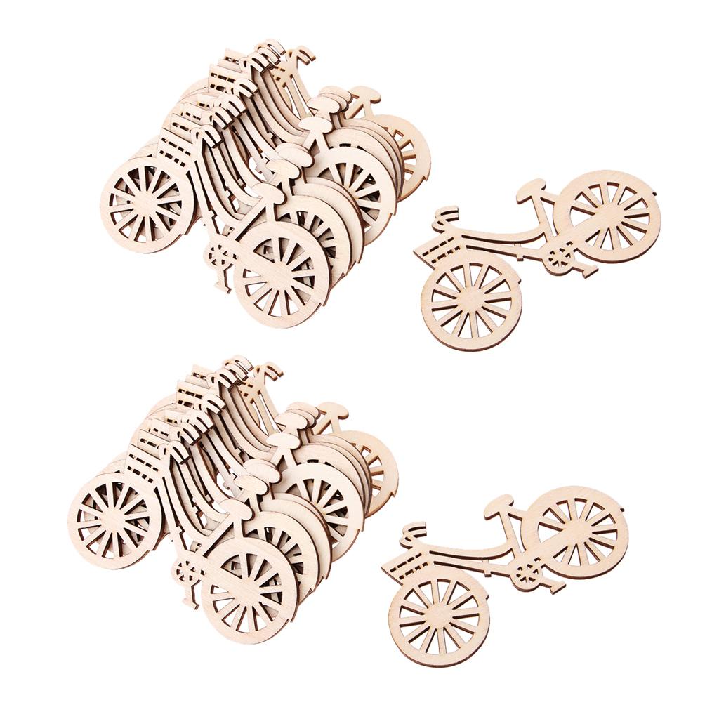 20 Pieces Wood Cutouts Bicycle Shapes Wooden Embellishments Craft for DIY