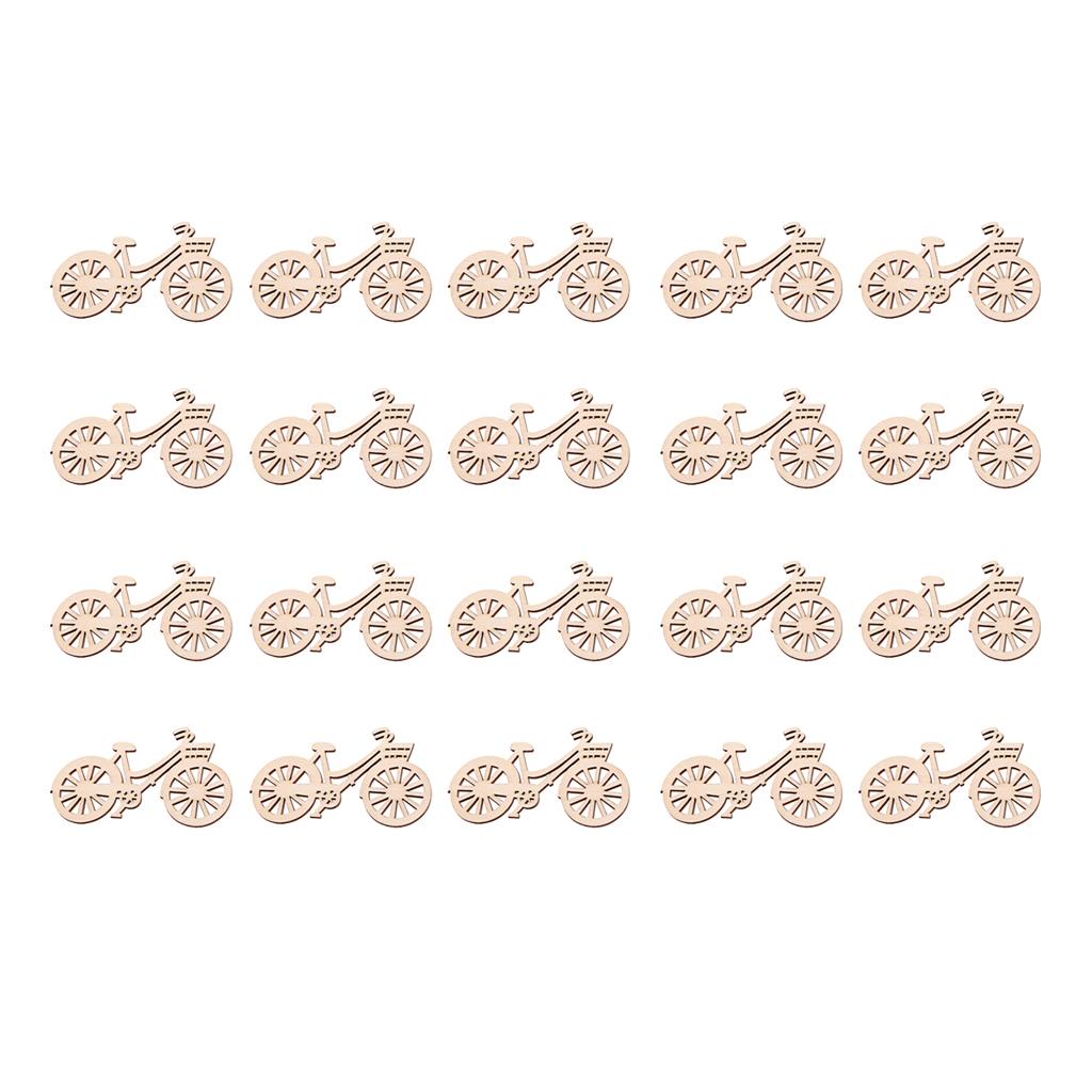 20 Pieces Wood Cutouts Bicycle Shapes Wooden Embellishments Craft for DIY