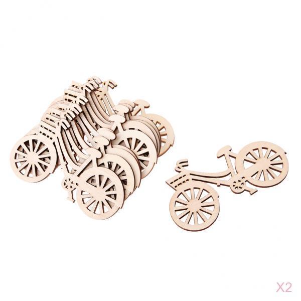 20 Pieces Wood Cutouts Bicycle Shapes Wooden Embellishments Craft for DIY