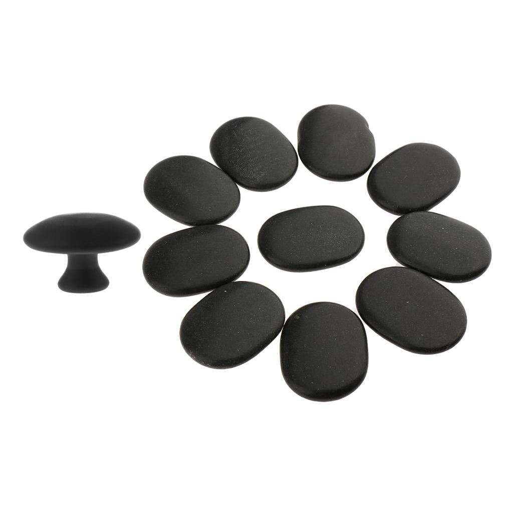 11 Pieces Hot Spa Rock Basalt Therapy Massage Natural Stones Set Black