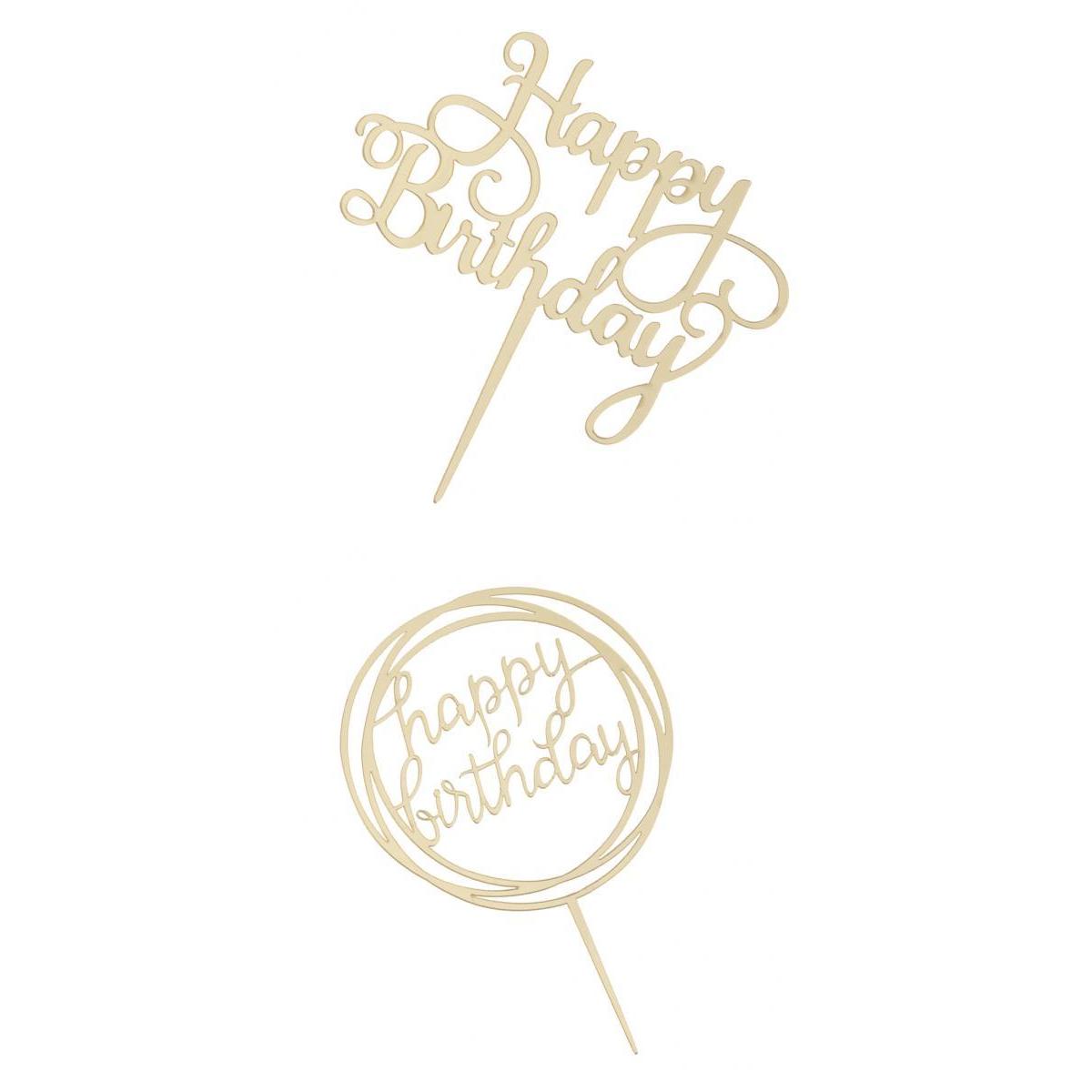 Acrylic Happy Birthday Cake Topper Party Supplies Gold