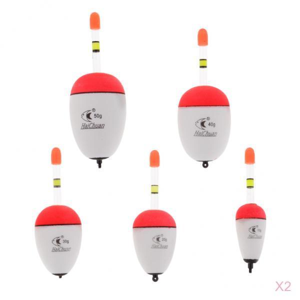 10pcs EVA Foam Floats Luminous Fishing Float Bobber Sea Rock Fishing 10-50g