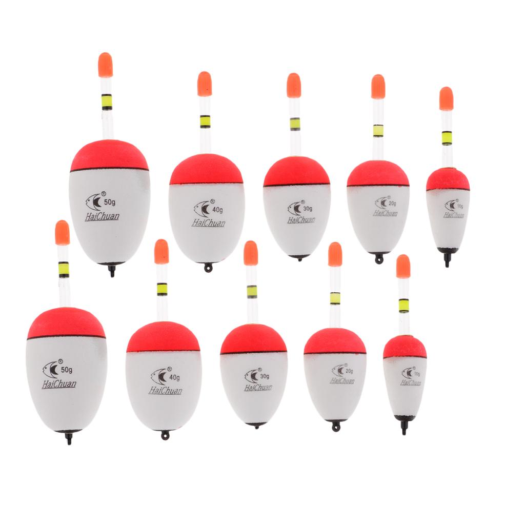 10pcs EVA Foam Floats Luminous Fishing Float Bobber Sea Rock Fishing 10-50g