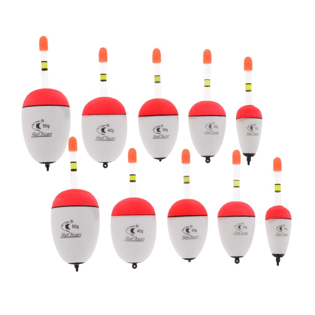 10pcs EVA Foam Floats Luminous Fishing Float Bobber Sea Rock Fishing 10-50g