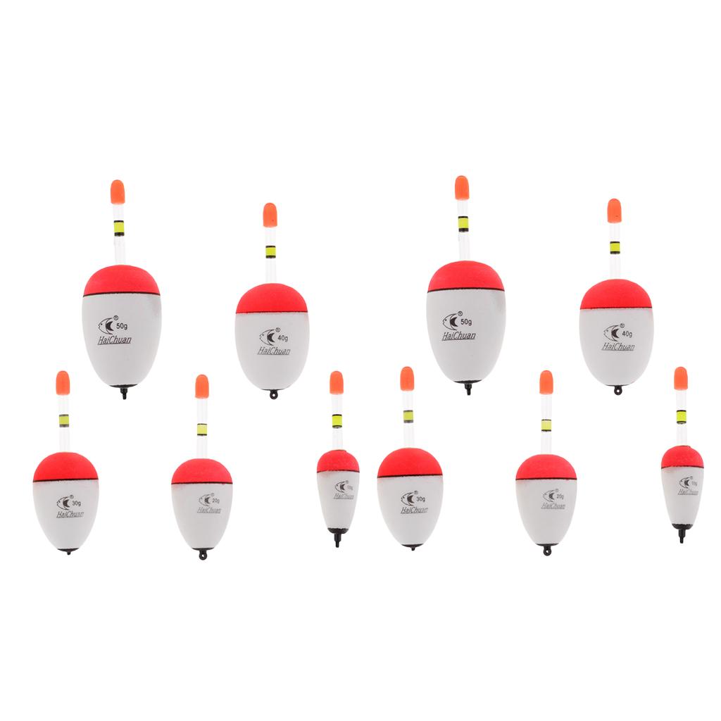 10pcs EVA Foam Floats Luminous Fishing Float Bobber Sea Rock Fishing 10-50g