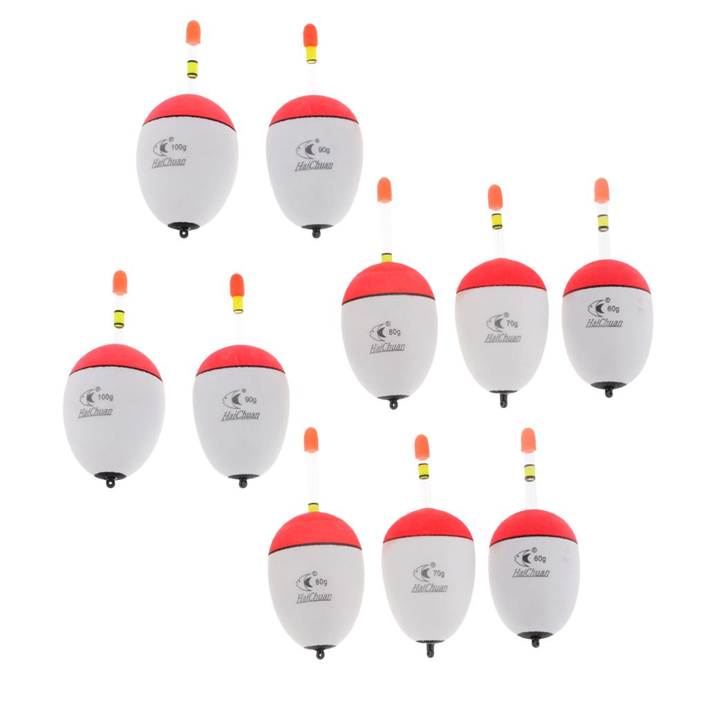 10pcs EVA Foam Floats Luminous Fishing Float Bobber Sea Rock Fishing 60-100g
