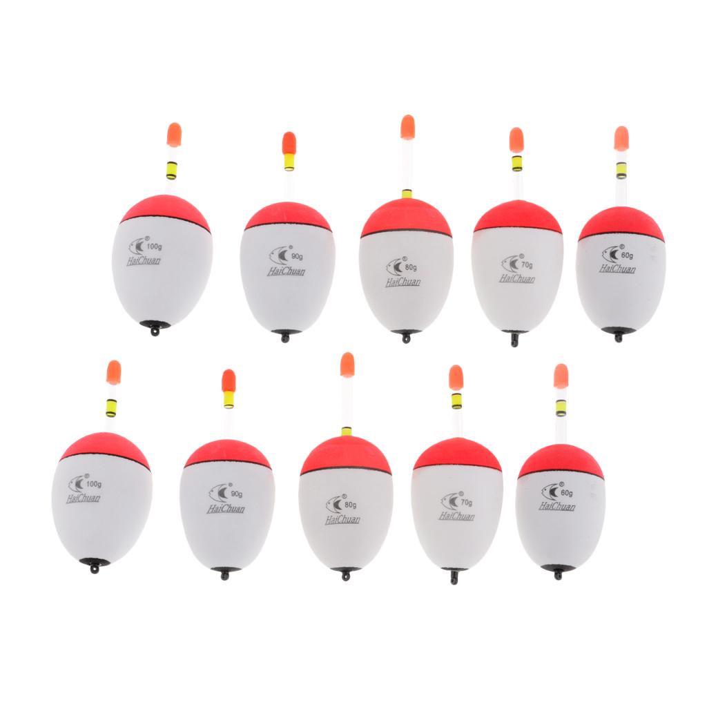 10pcs EVA Foam Floats Luminous Fishing Float Bobber Sea Rock Fishing 60-100g
