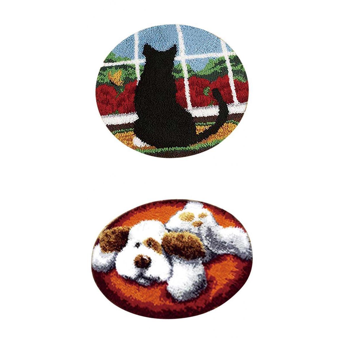 2 Sets Latch Hook Kits DIY Carpet Latch Hooking Rug Kits Cushion Embroidery