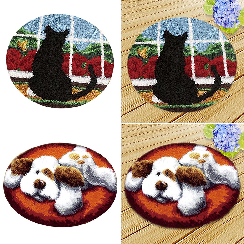 2 Sets Latch Hook Kits DIY Carpet Latch Hooking Rug Kits Cushion Embroidery